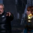 Ridley Scott directing Noomi Rapace on the set of Prometheus.